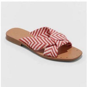 Women's Louise Chevron Print Knotted Slide Sandals - Universal Thread™ Red 10
